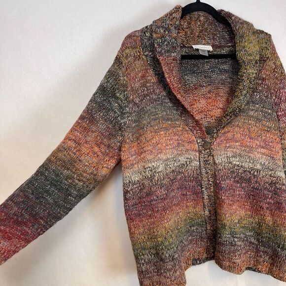 ALLISON DALEY Sweater Women's XL Multicolored Knit Striped Button Down Cardigan - Picture 2 of 11